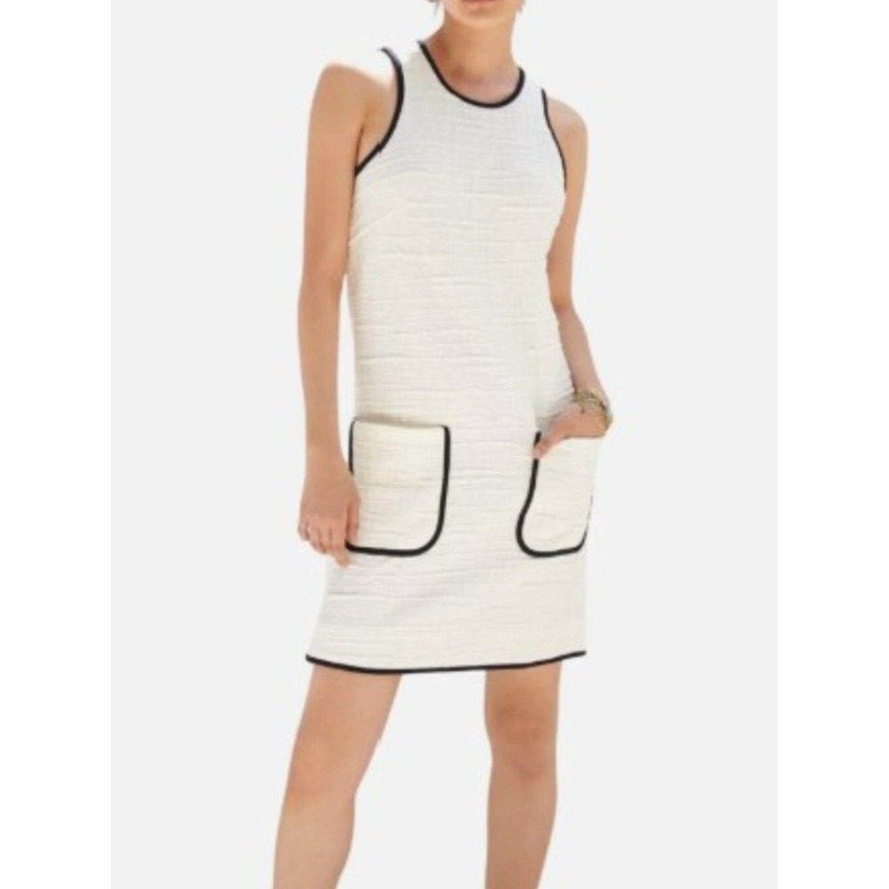 MAEVE Anthropologie Medium Petite Textured Mod Patch Pockets Shift Dress Preppy